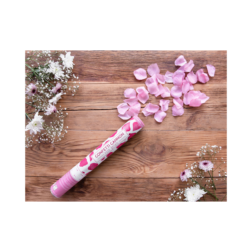 Confetti cannon - rose petals, pink, 40 cm