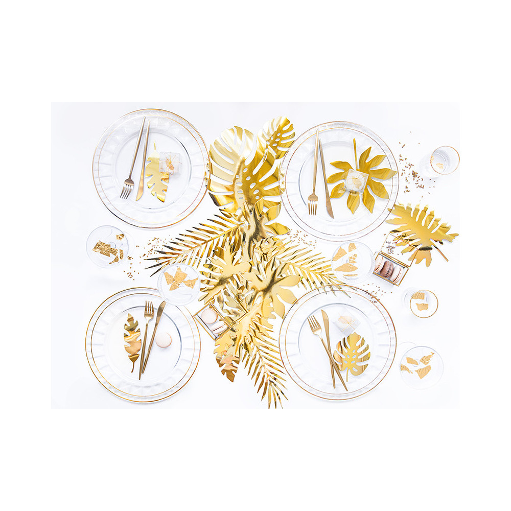 Paper decorations Tropical leaves - gold, 21 pcs