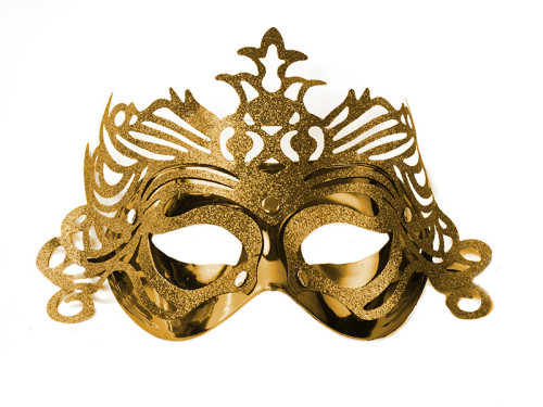 Mask for carnival party with ornament - gold, 8 x 24 cm