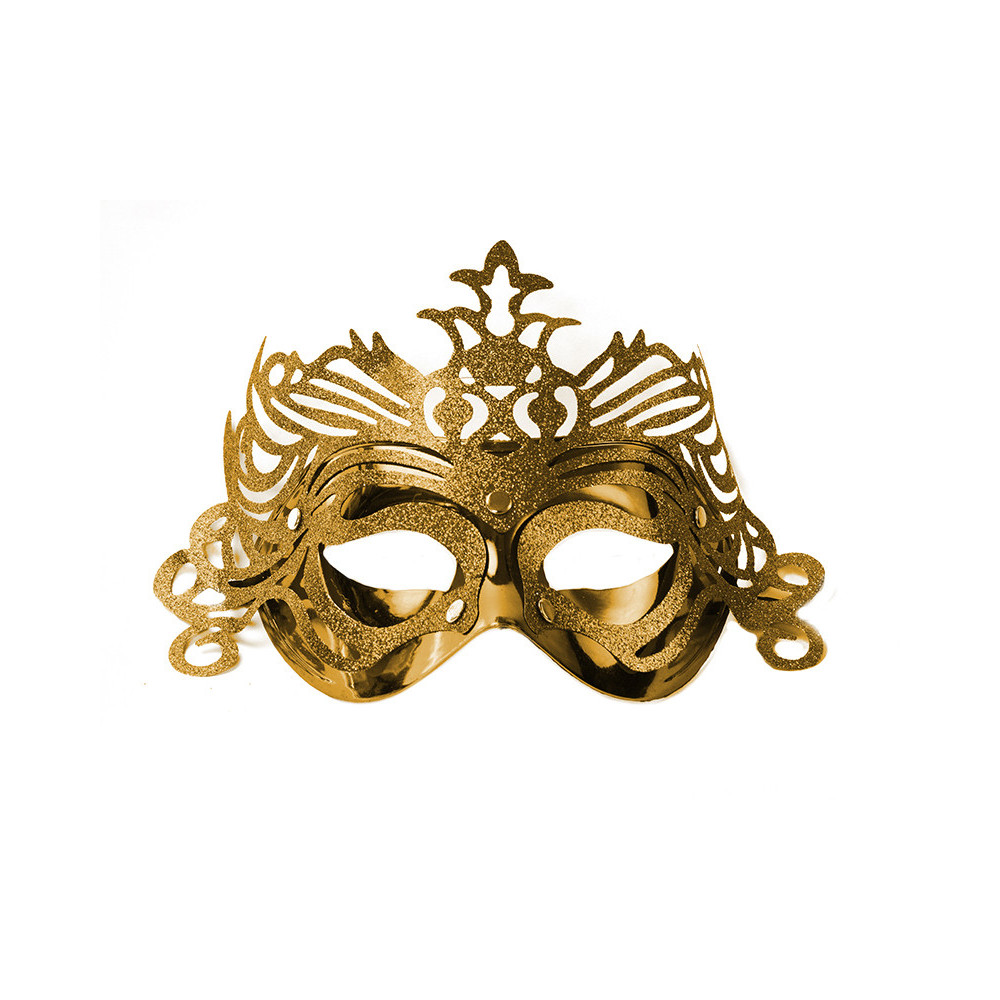 Mask for carnival party with ornament - gold, 8 x 24 cm