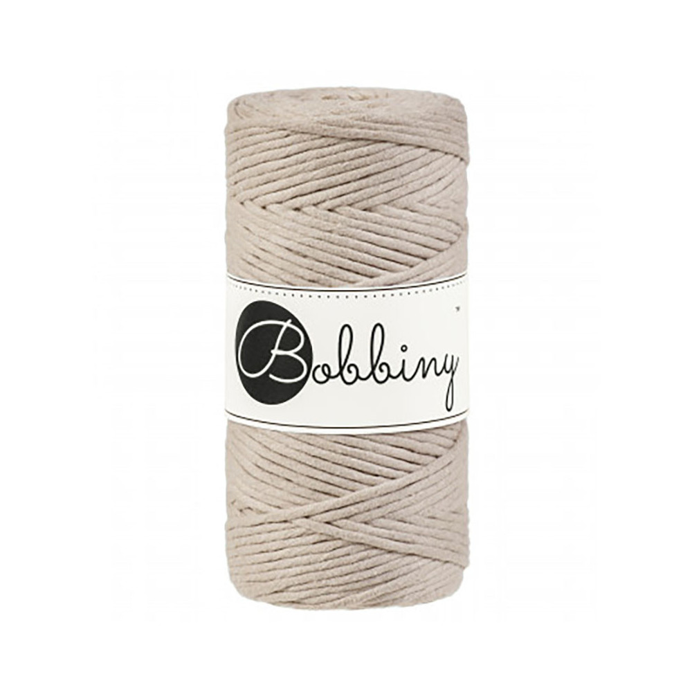 Cotton cord for macrames - Bobbiny - Beige, 3 mm, 100 m