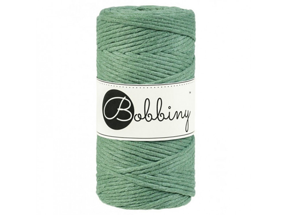 Cotton cord for macrames - Bobbiny - Eucalyptus Green, 3 mm, 100 m