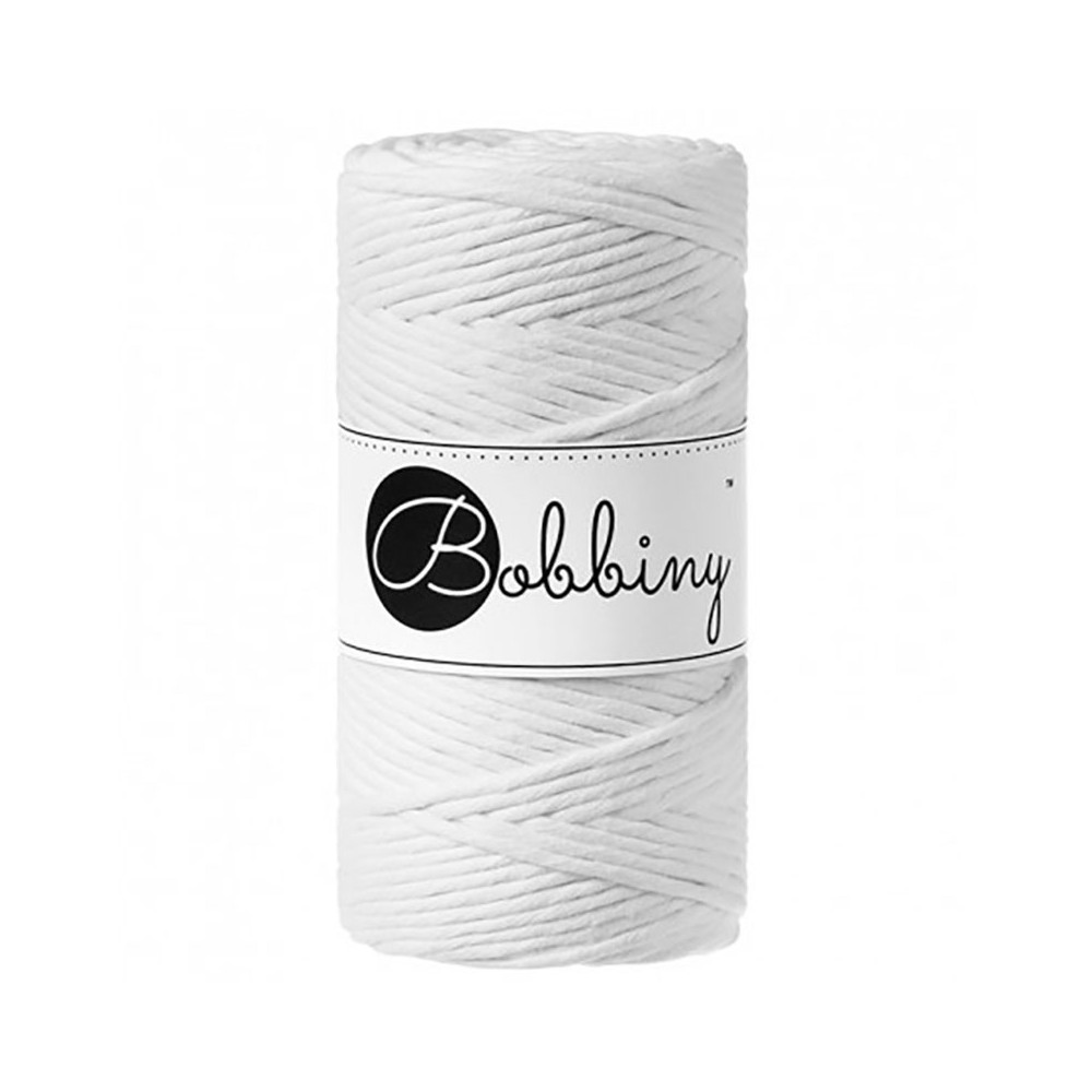 Cotton cord for macrames - Bobbiny - White, 3 mm, 100 m