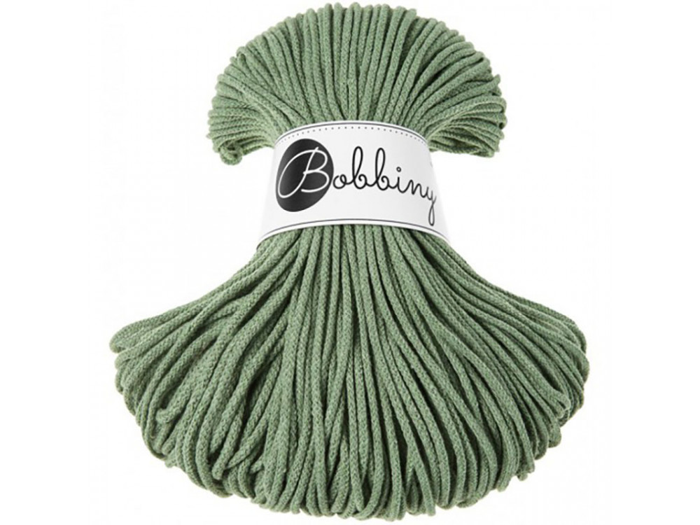 Braided cotton cord Junior - Bobbiny - Eucalyptus Green, 3 mm, 100 m