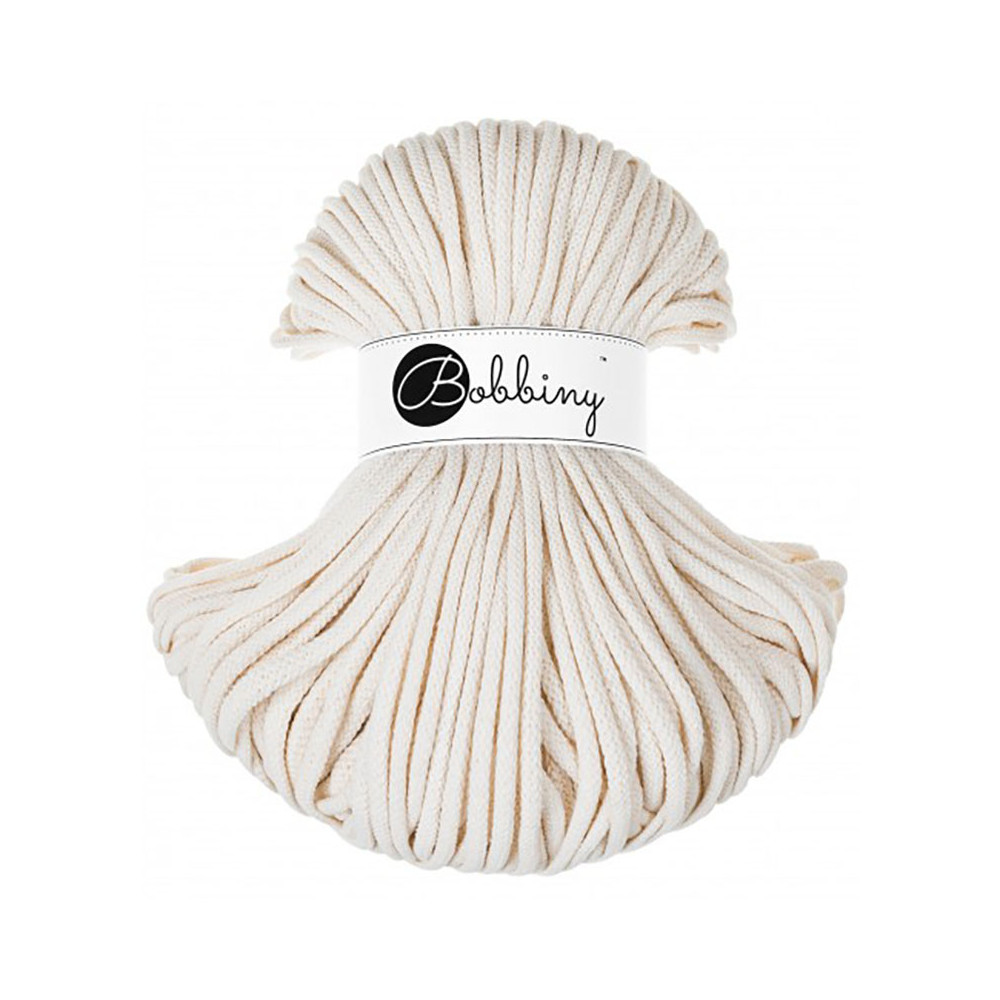 Braided cotton cord Premium - Bobbiny - Natural, 5 mm, 100 m