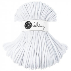 Braided cotton cord Premium - Bobbiny - White, 5 mm, 100 m