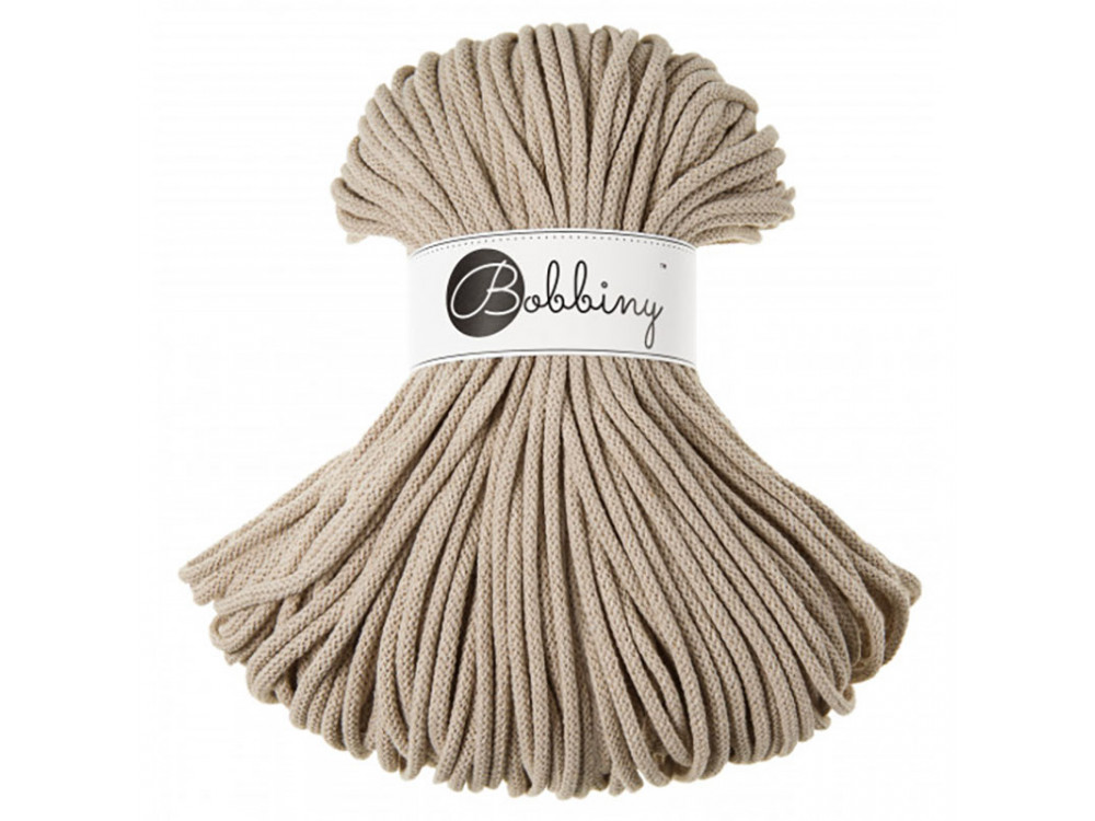 Braided cotton cord Premium - Bobbiny - Beige, 5 mm, 100 m