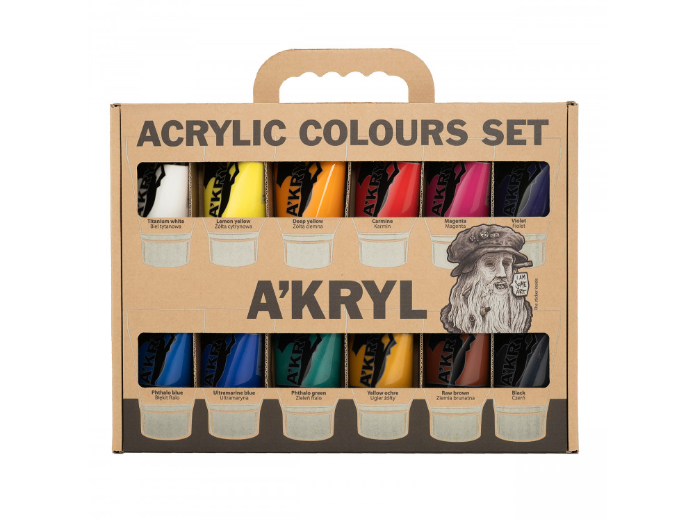 Set of acrylic A'kryl paints - Renesans - 12 colors x 100 ml