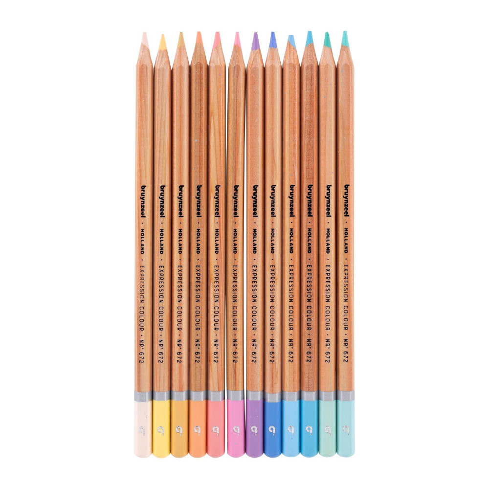 Set of colored pencils Expression in metal tin - Bruynzeel - pastel, 12 pcs