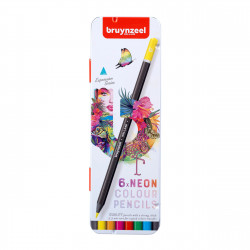 Set of colored pencils Expression in metal tin - Bruynzeel - neon, 6 pcs