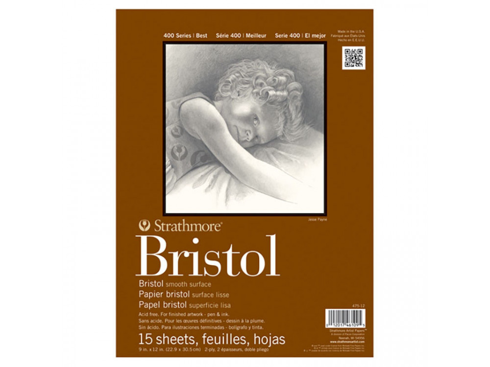 Blok Bristol Smooth, seria 400 - Strathmore - 22,9 x 30,5 cm, 15 ark.