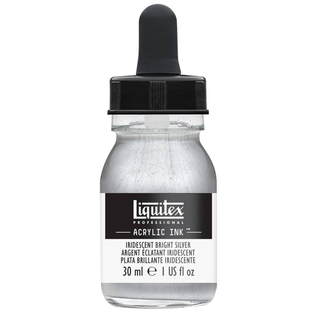Tusz akrylowy - Liquitex - Iridescent Bright Silver, 30 ml