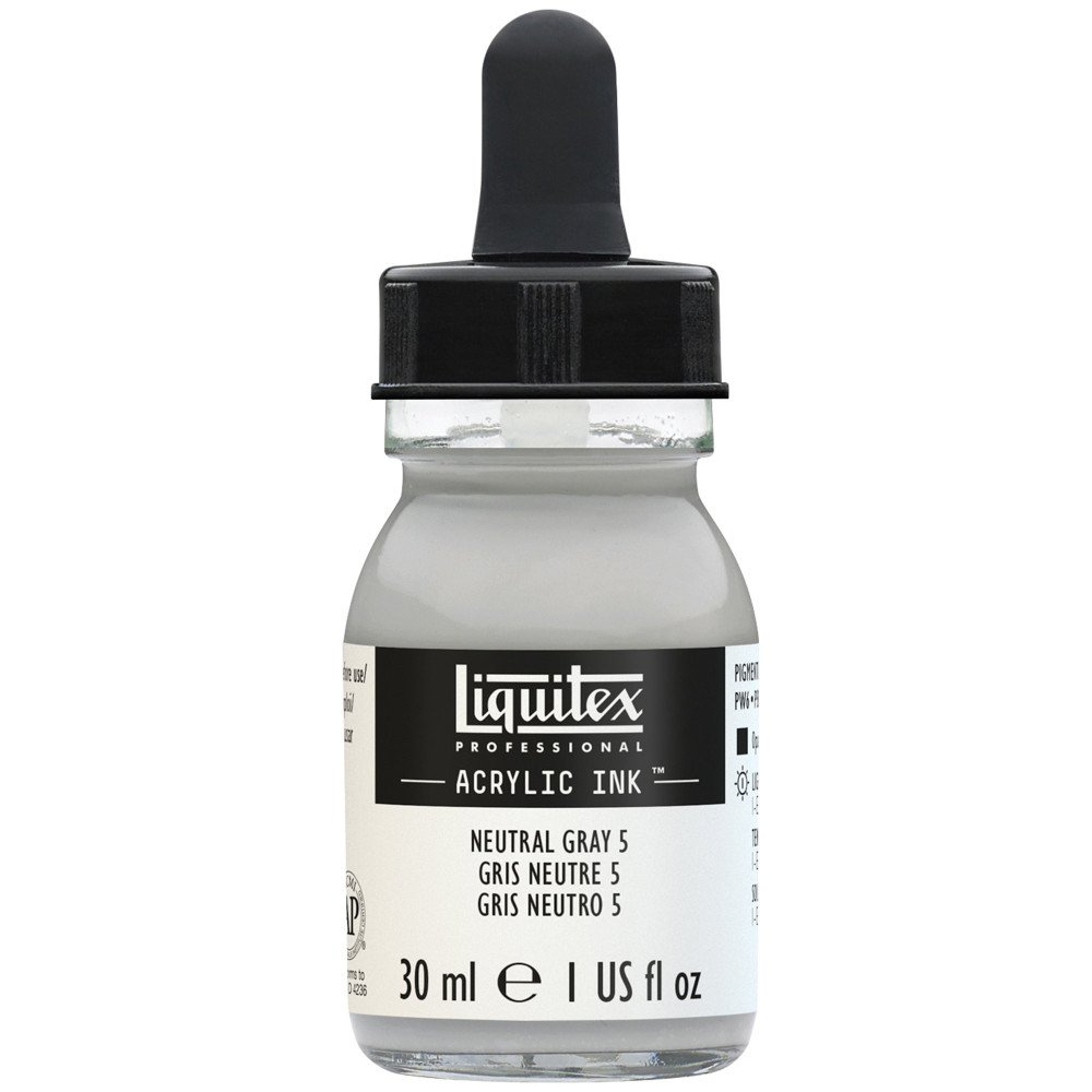 Professional Acrylic ink - Liquitex - Neutral Grey 5, 30 ml