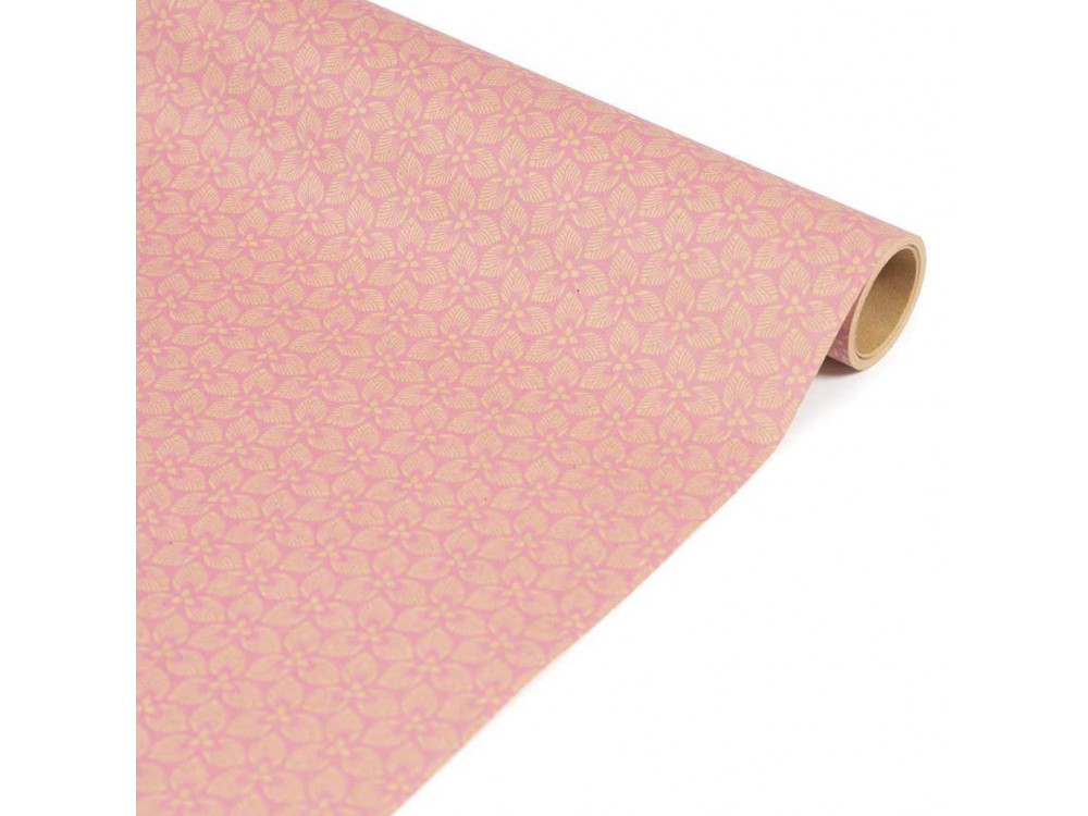 Papier do pakowania prezentów, Pink Flower - Clairefontaine - 35 cm x 5 m
