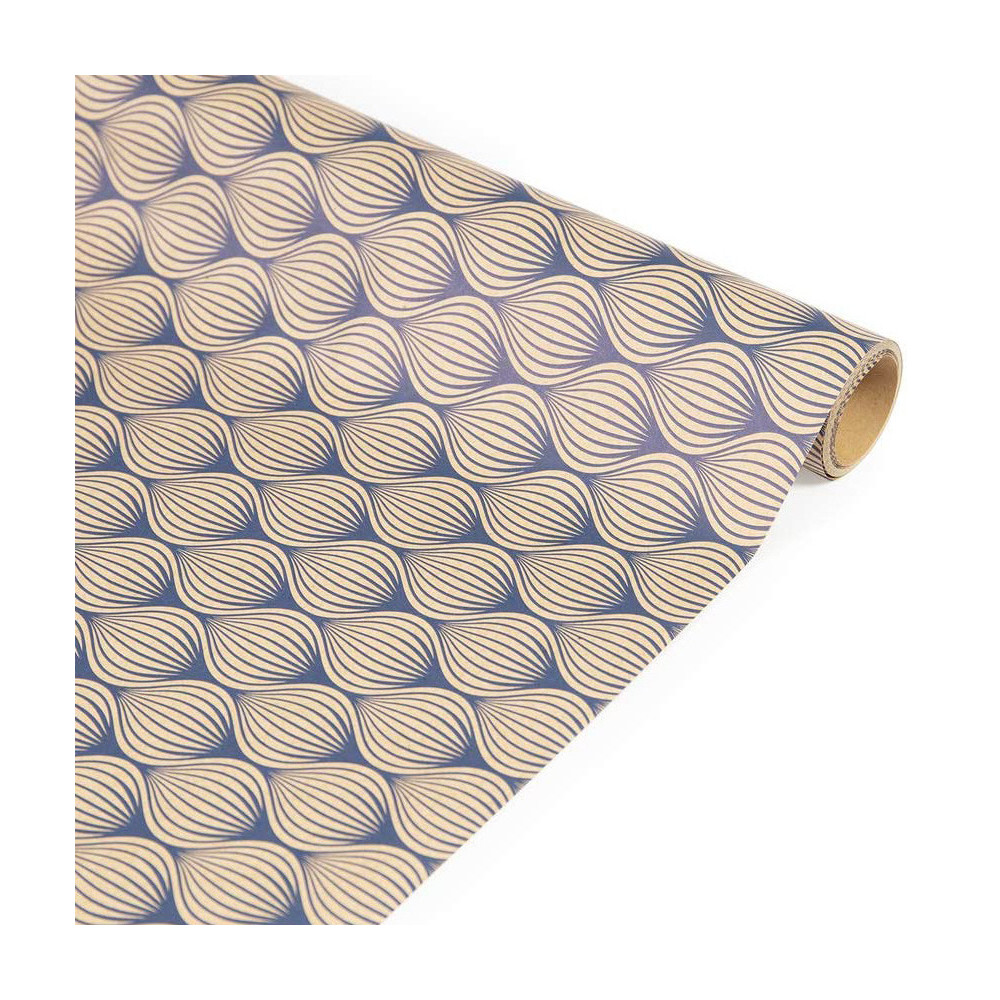 Gift wrapping paper, Blue Leaves - Clairefontaine - 35 cm x 5 m