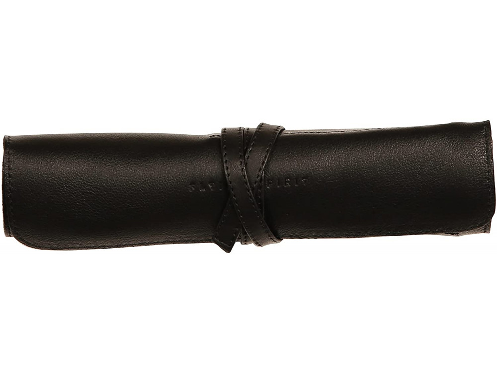Zwijany piórnik skórzany - Clairefontaine - czarne, 26,7 x 20,5 cm