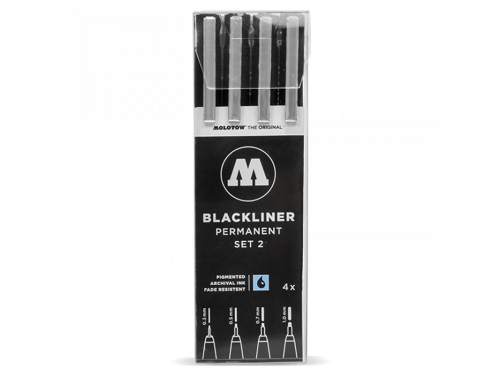 Blackliner premanent Set 2 - Molotow - black, 4 pcs