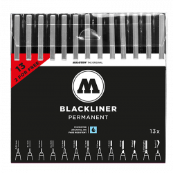 Blackliner premanent Set 13 - Molotow - black, 13 pcs