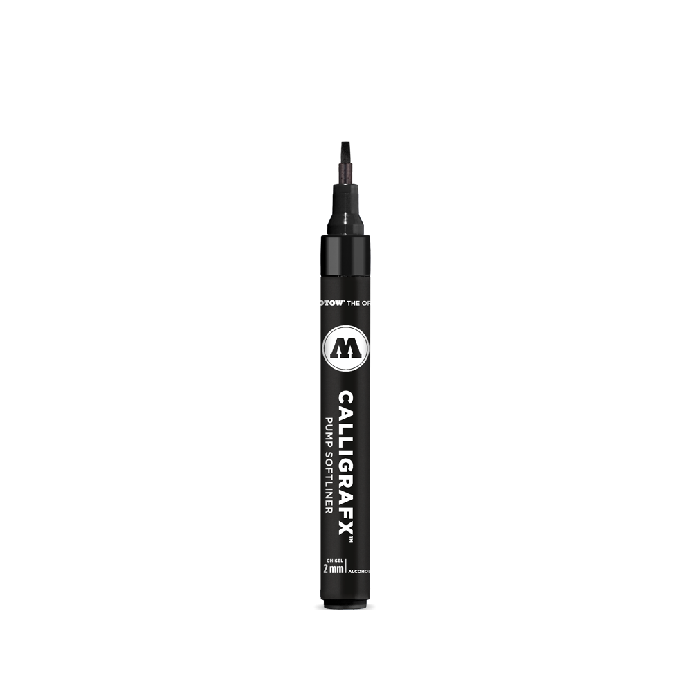 Marker Calligrafx Pump Softliner - Molotow - black, chisel, 2 mm
