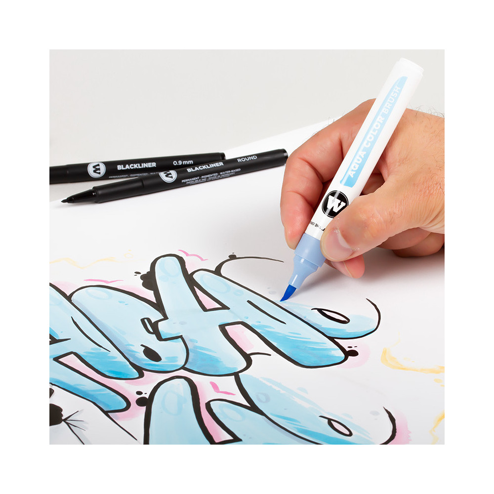 Aqua Color Brush Pen - Molotow - 022, Deep Black, 1 mm