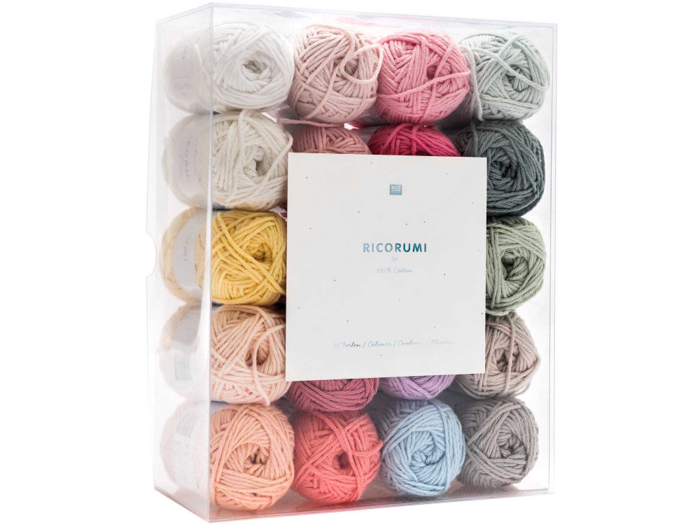 Set of Ricorumi DK cotton yarn - Rico Design - Pastel, 20 pcs