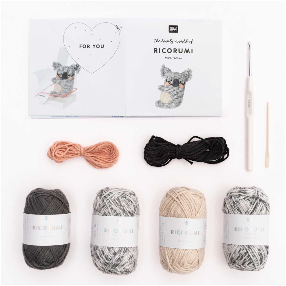 Set of Ricorumi DK cotton yarn - Rico Design - Koala, 9 pcs