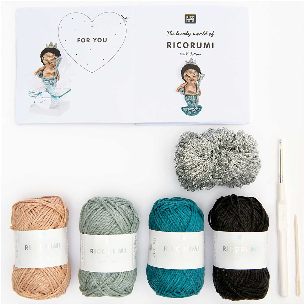 Set of Ricorumi DK cotton yarn - Rico Design - Neptune, 8 pcs