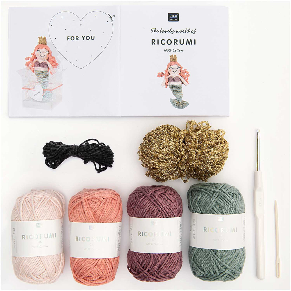 Set of Ricorumi DK cotton yarn - Rico Design - Mermaid, 9 pcs