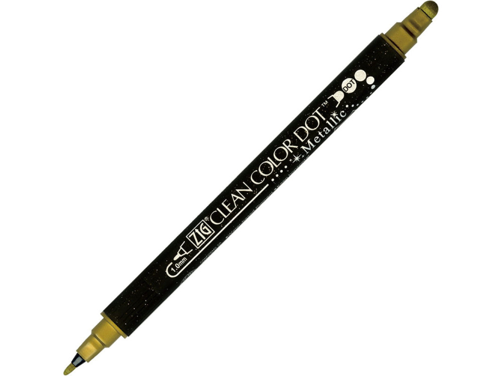 Pisak dwustronny Zig Clean Color Dot Metallic - Kuretake - Gold