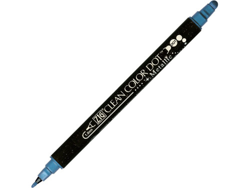 Pisak dwustronny Zig Clean Color Dot Metallic - Kuretake - Blue
