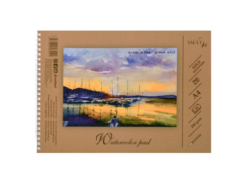 Watercolor spiral pad Gold Education - SM-LT - A4, 200 g, 20 sheets