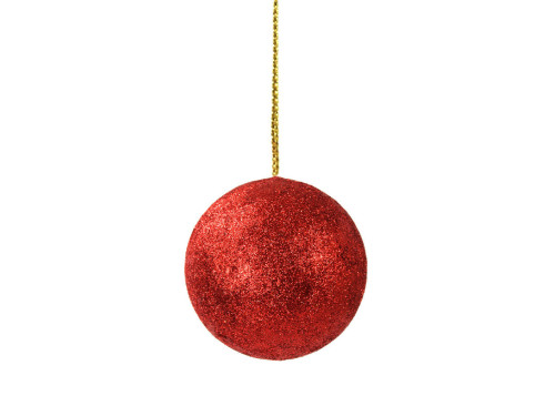 Styrofoam glitter baubles - red, 40 mm, 12 pcs.