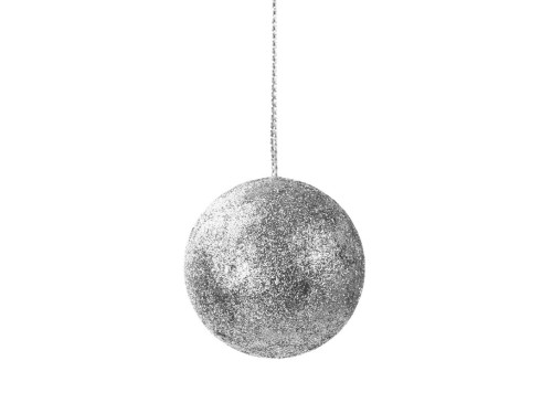 Styrofoam glitter baubles - silver, 40 mm, 12 pcs.