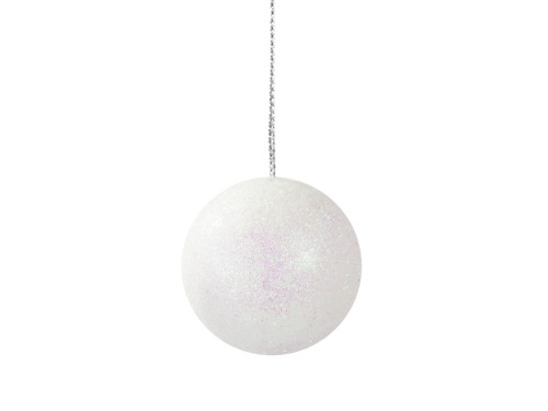 Styrofoam glitter baubles - white, 40 mm, 12 pcs.