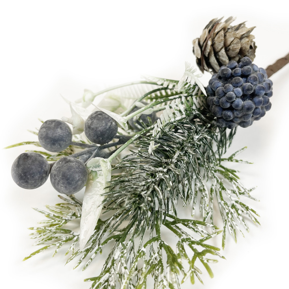 Spruce twig with cones and berries - 25 cm