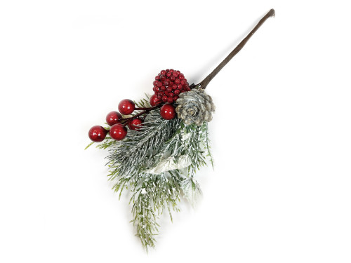 Spruce twig with cones and berries - 25 cm