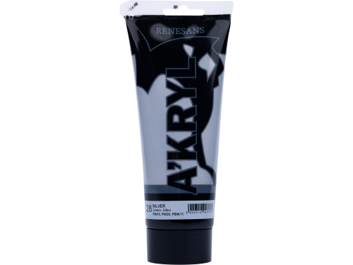 Metallic acrylic A'kryl paint - Renesans - 28, silver, 200 ml
