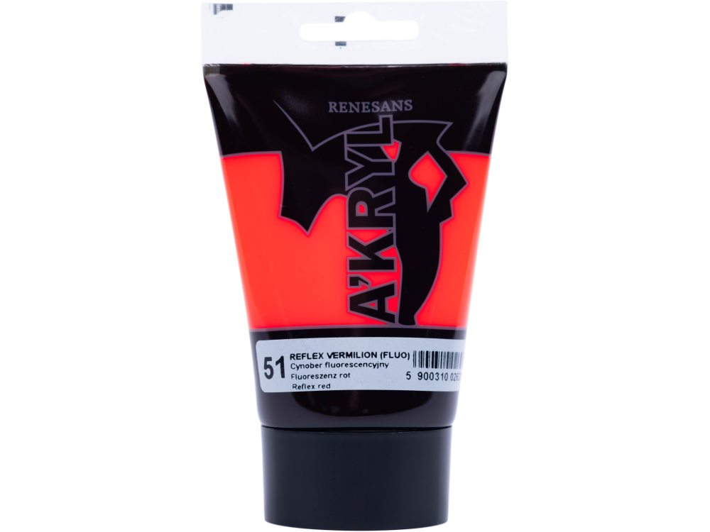 Farba akrylowa A'kryl - Renesans - vermilion fluorescencyjny, 100 ml