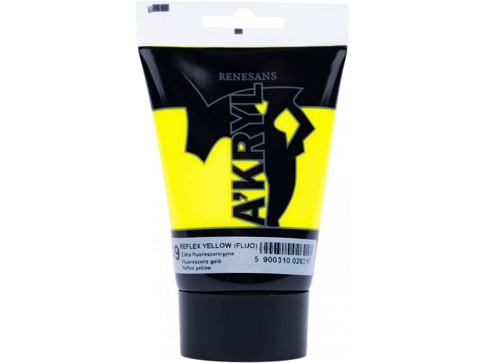 Acrylic A'kryl paint - Renesans - reflex yellow, 100 ml