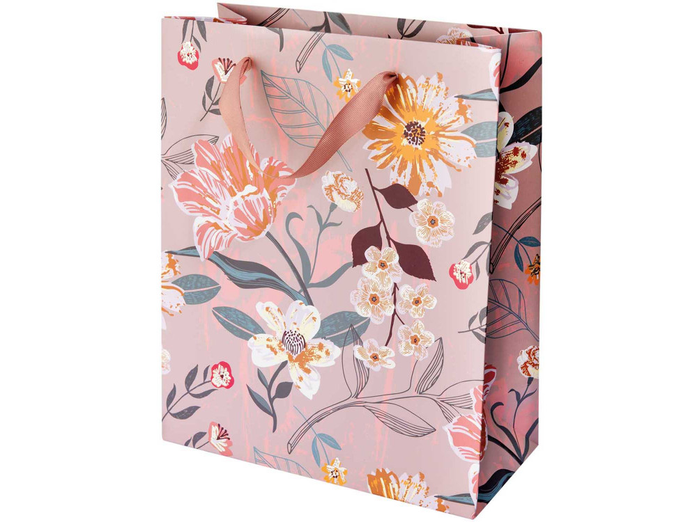 Torba prezentowa Flowers - Rico Design - różowa, 26 x 32 x 12 cm