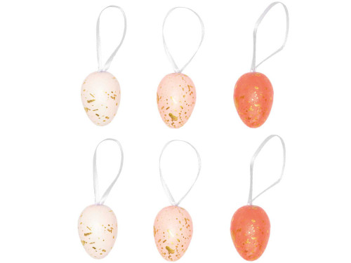 Eggs pendants - Rico Design - pink and gold, 4 cm, 6 pcs
