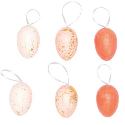 Eggs pendants - Rico Design - pink and gold, 6 cm, 6 pcs