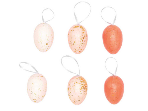 Eggs pendants - Rico Design - pink and gold, 6 cm, 6 pcs