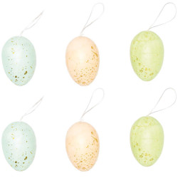 Eggs pendants - Rico Design - pastel and gold, 6 cm, 6 pcs
