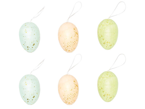 Eggs pendants - Rico Design - pastel and gold, 6 cm, 6 pcs