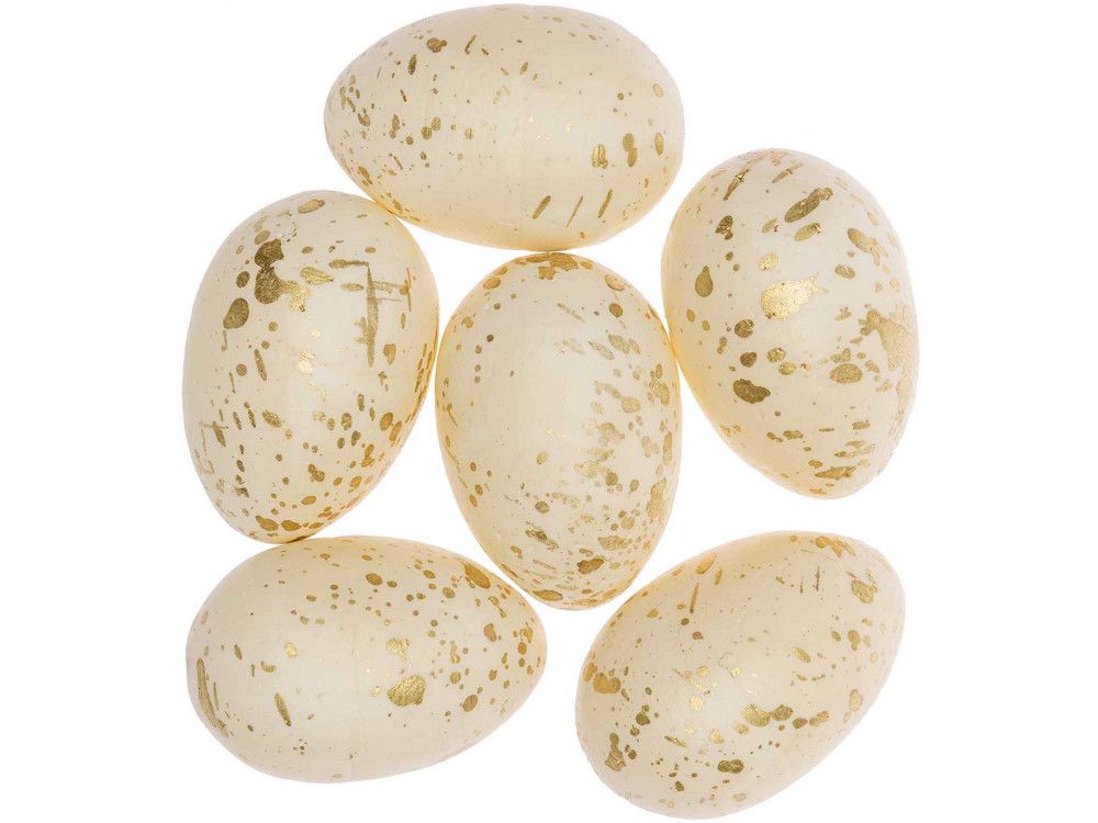 Speckled eggs - Rico Design - cream and gold, 6 cm, 6 pcs