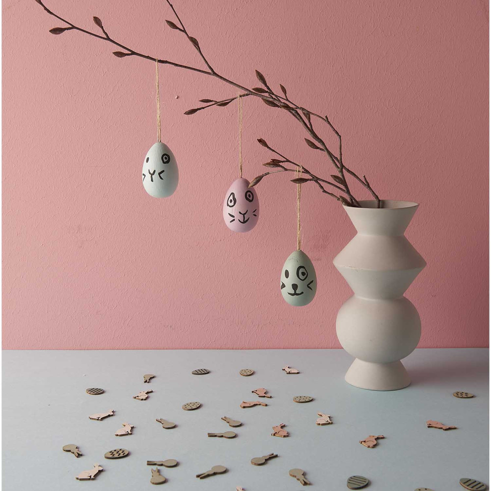 Wooden eggs pendants - Rico Design - 3,4 x 4,3 cm, 3 pcs