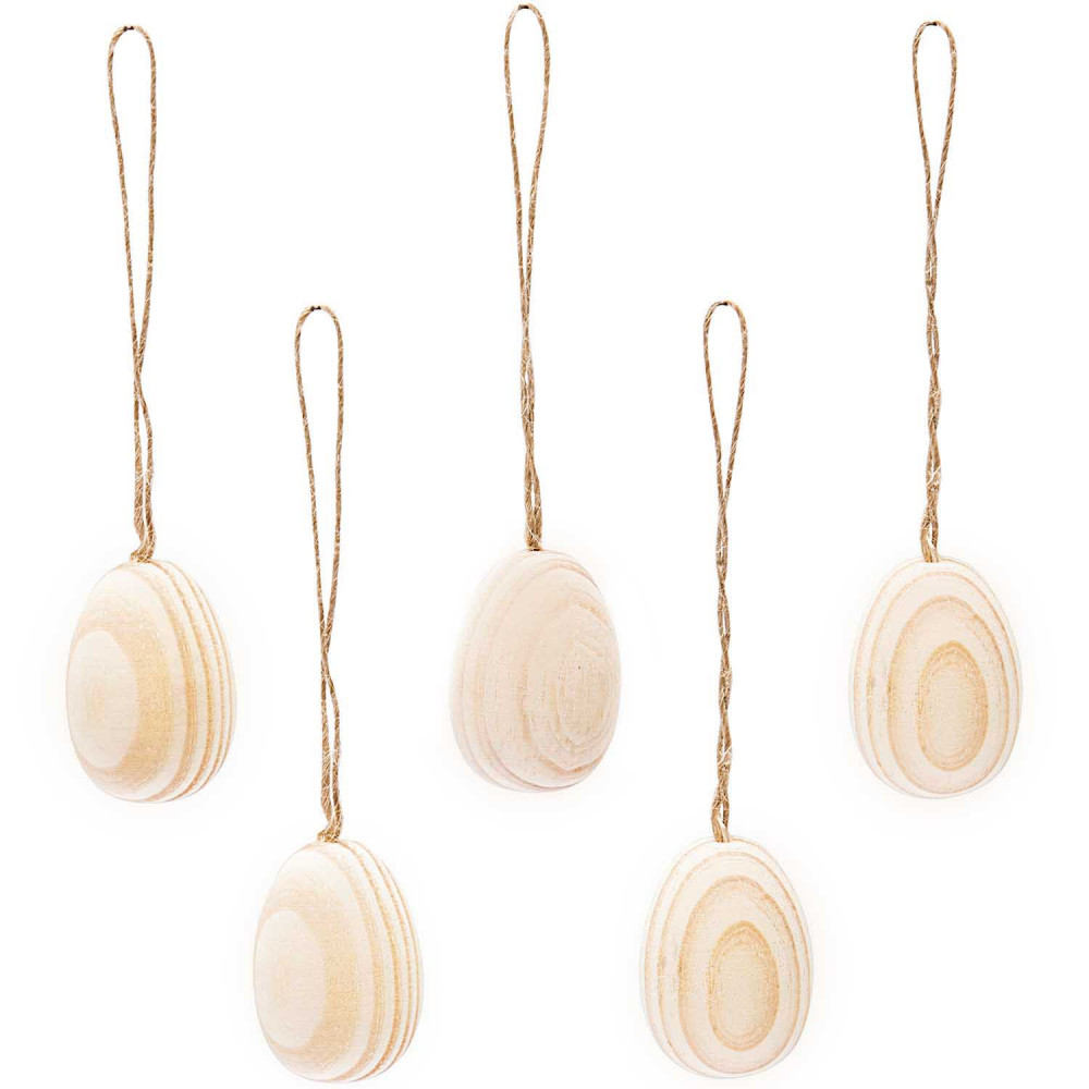 Wooden eggs pendants - Rico Design - 1,9 x 3 cm, 5 pcs