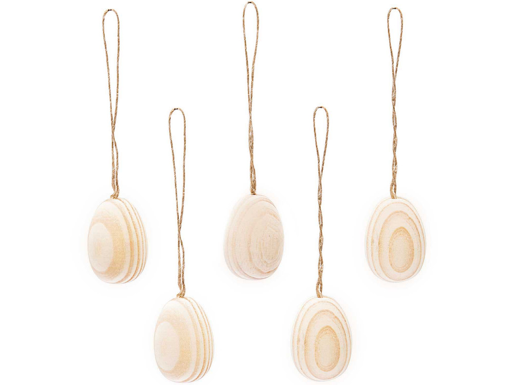 Wooden eggs pendants - Rico Design - 1,9 x 3 cm, 5 pcs