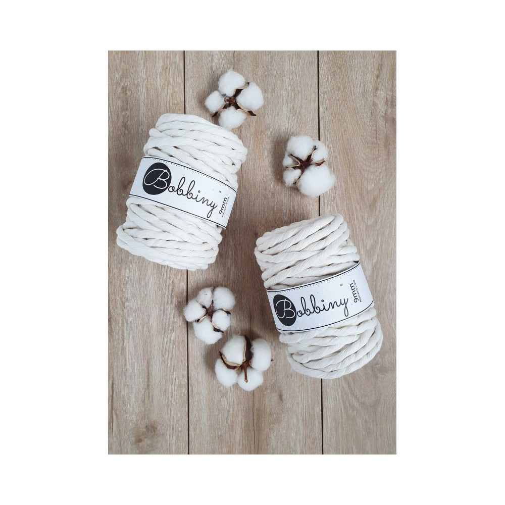 Cotton cord for macrames - Bobbiny - Natural, 9 mm, 30 m